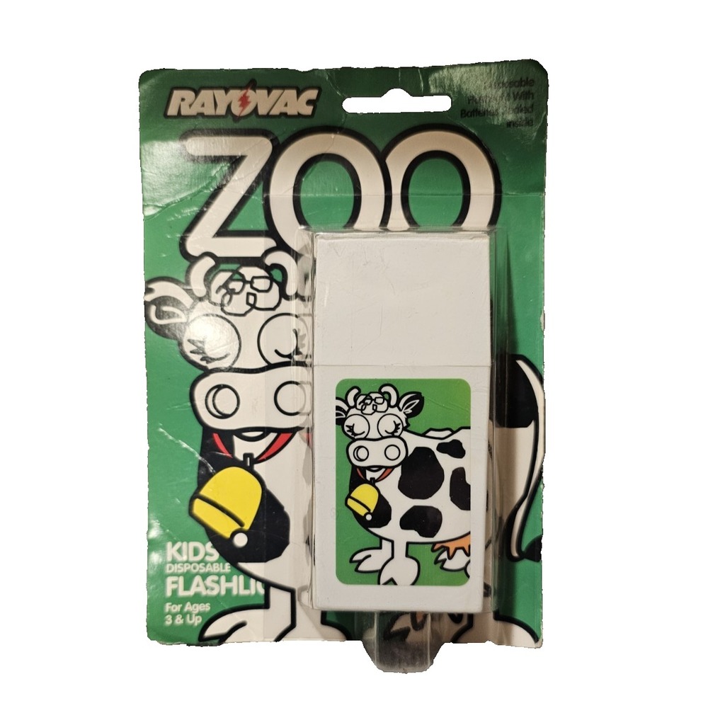 Vintage Rayovac Zoo Kids Cow Disposable Flashlight New in Packaging NOS As Is